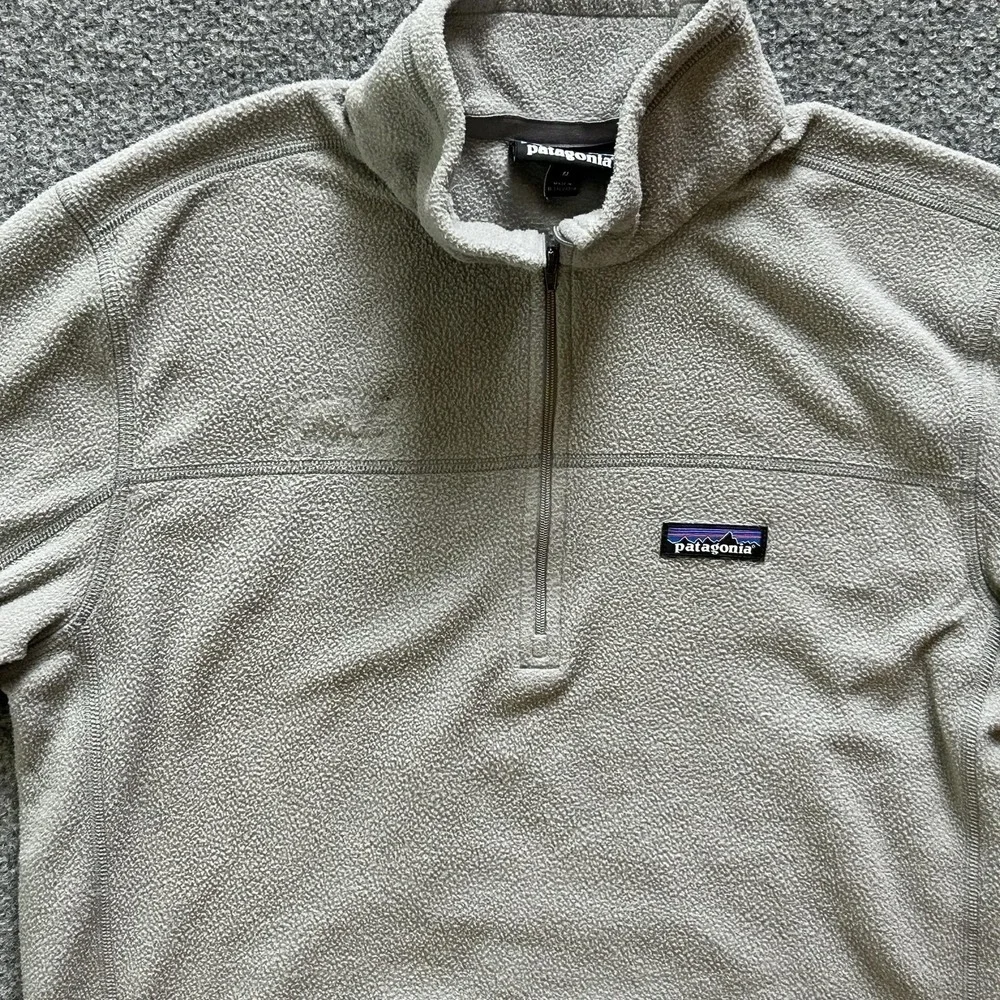 Patagonia Pullover Mens Large Grey Micro D Pullover 1/4 Zip Fleece Hiking